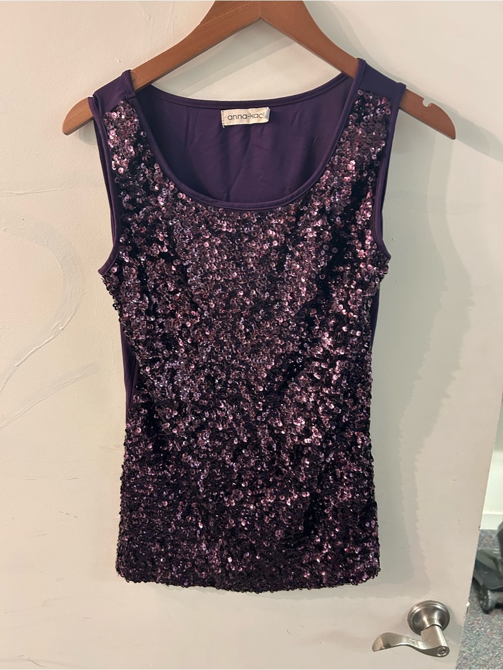 Anna-Kaci Purple Sequin Scoop Neck Tank